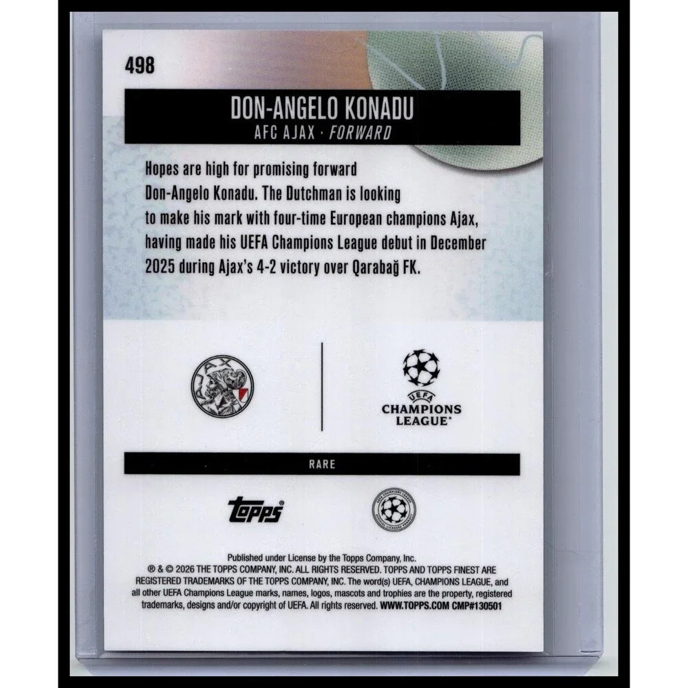 2025-26 Finest UEFA Don-Angelo Konadu #308 Ajax Purple Checkerboard #/75